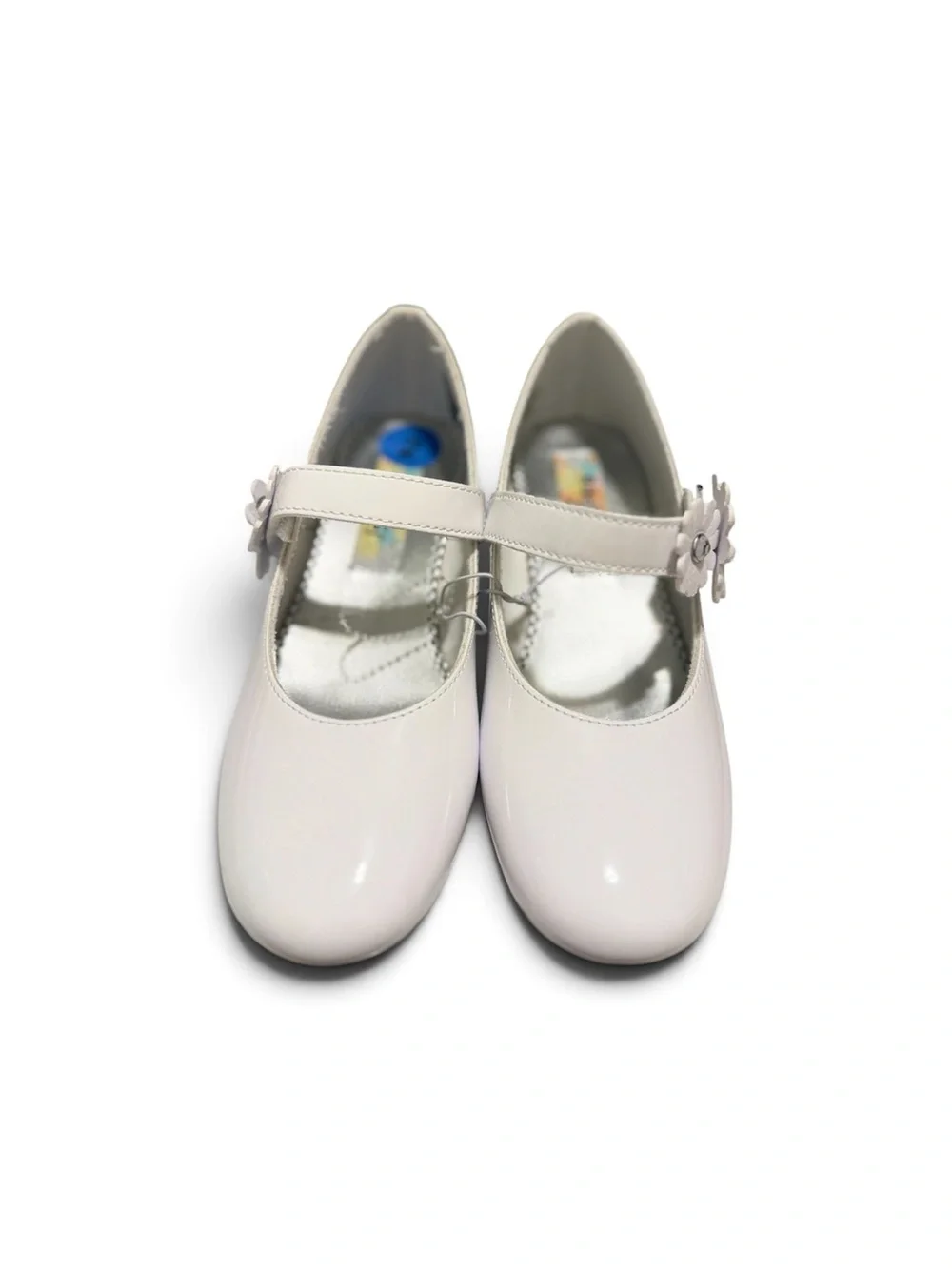 Rachel Shoes white Patent Mary Jane Dress Shoes with Flower Accent, size 2 new